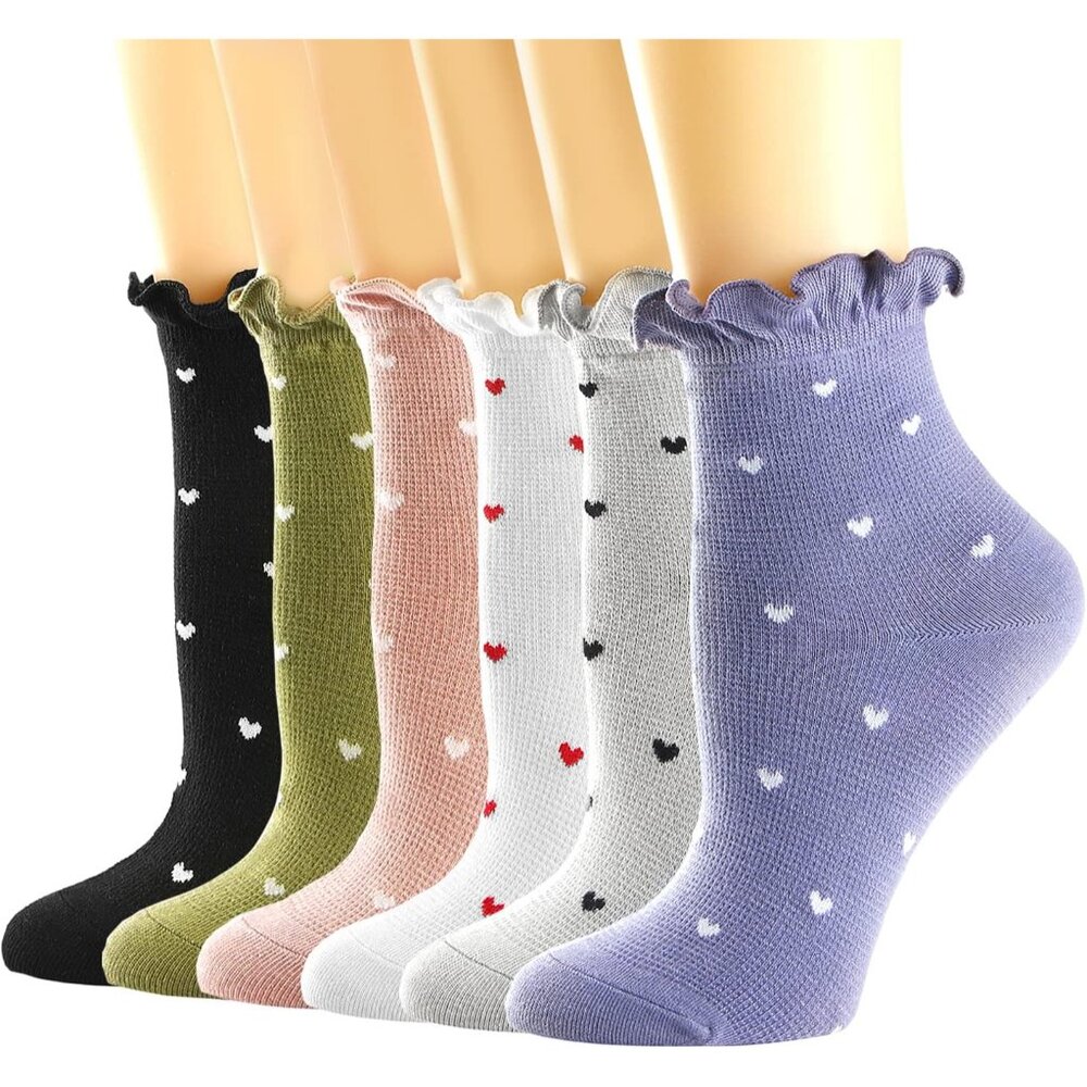 Womens Socks, Ruffle Casual Ankle Socks Breathable Cool Cotton Knit Lettuce Crew